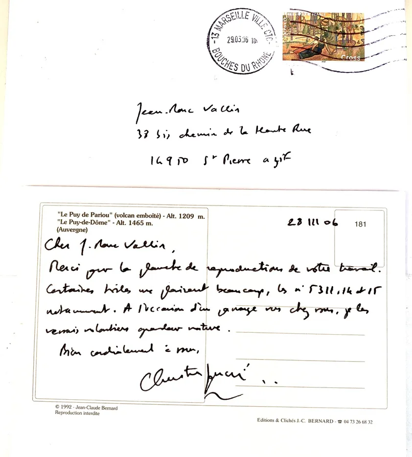 Lettre de Christian Garcin à Jean-Marc Vallin
