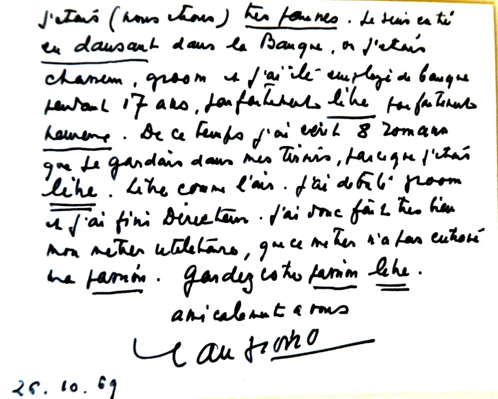 Lettre de Jean Giono à Jean-Marc Vallin 2/2